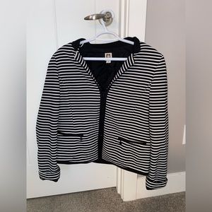 ANNE KLEIN BLACK & WHITE ZIP UP STRIPED BLAZER - EXCELLENT CONDITION - SIZE 14